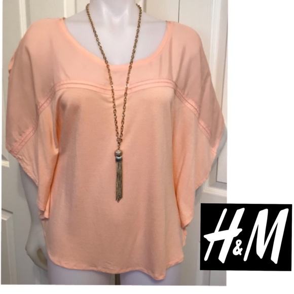 H&M Tops - H&M, Butterfly Sleeve, Poncho Style Peach Blouse